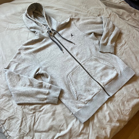 JORDAN Hoodie Mens Medium Gray Full Zip Sweatshirt Pullover Jacket Pre-Loved - Picture 1 of 16